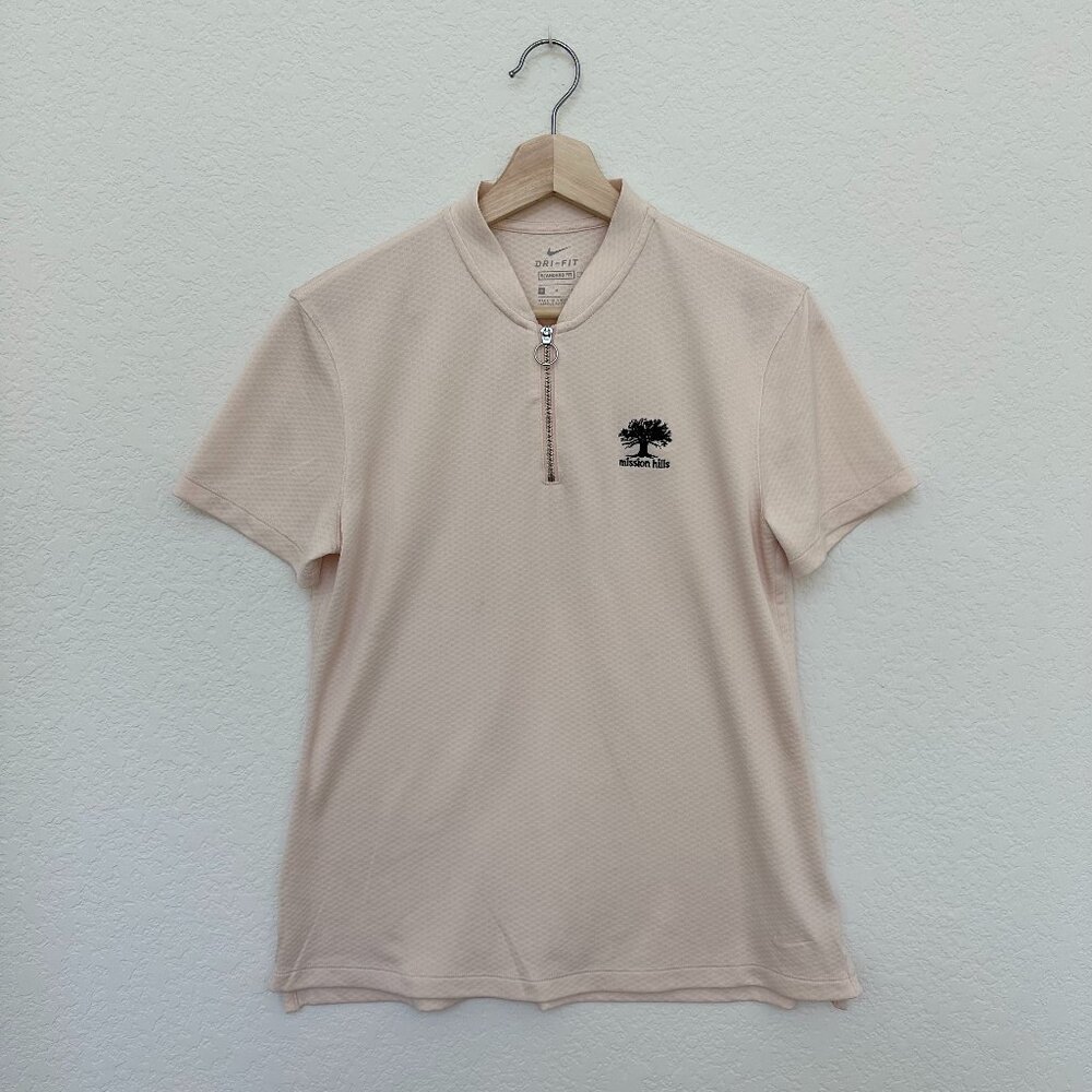 Nike Women's Pink Golf Shirt - Quarter Zip, Short Sleeve, Size Medium
